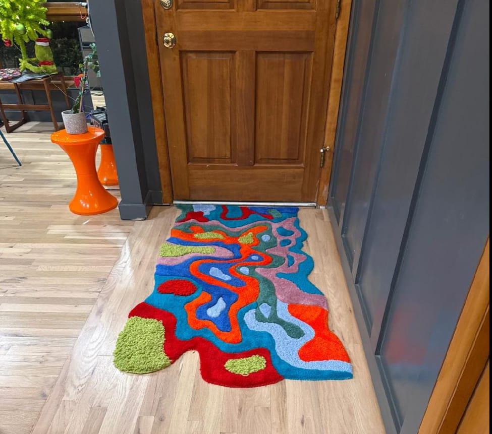 Irregular Multicolor Abstract 100% Hand Tufted Rug