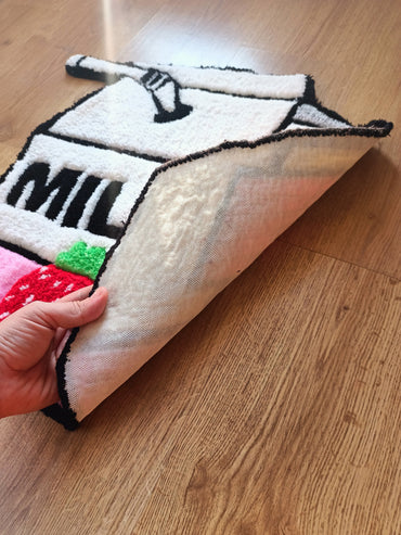 Strawberry Pink Milk Carton 3D Tufted Rug