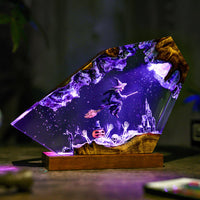 Handmade Halloween resin wood lamp