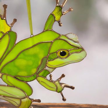Frog stained resin window hangings