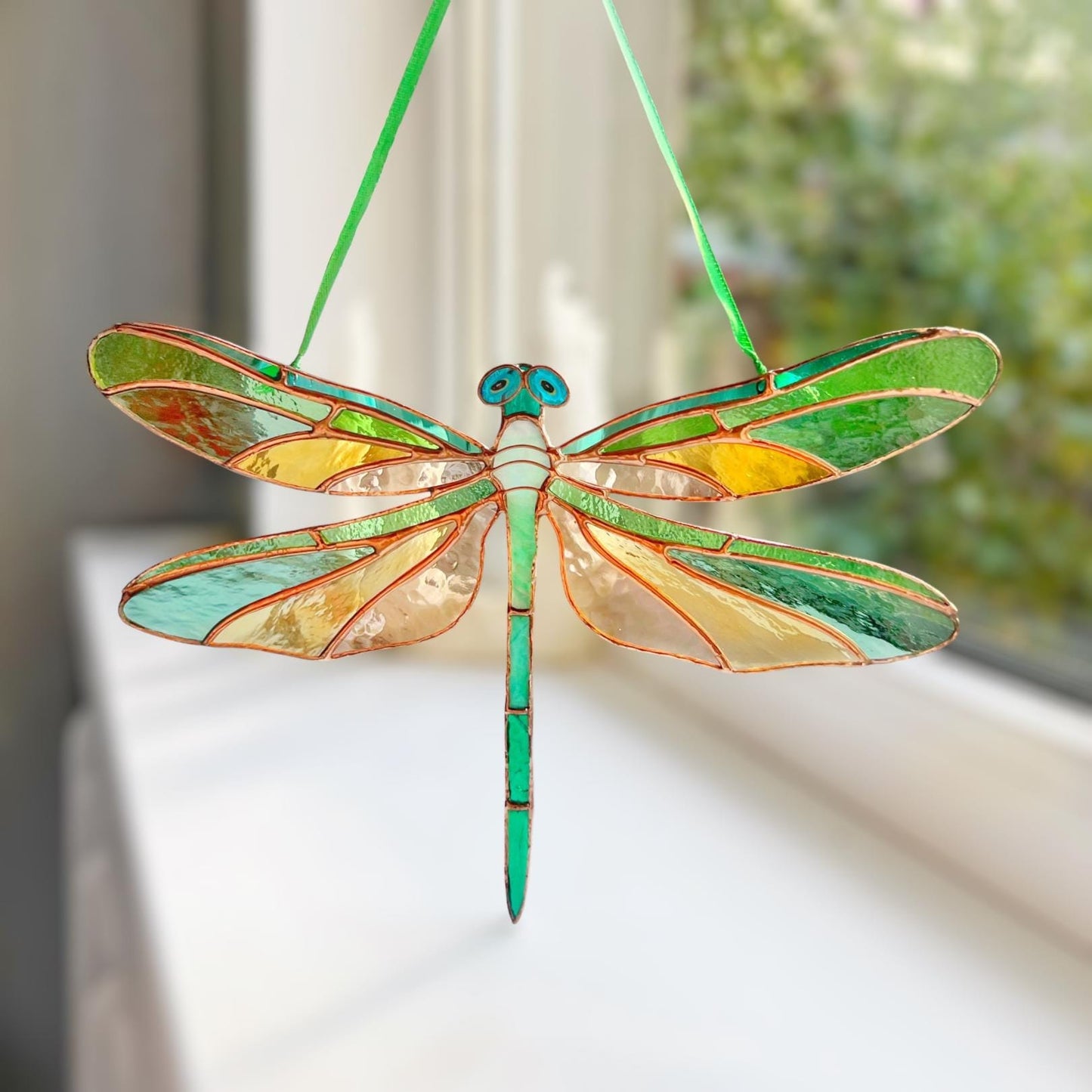Dragonfly stained resin window hangings