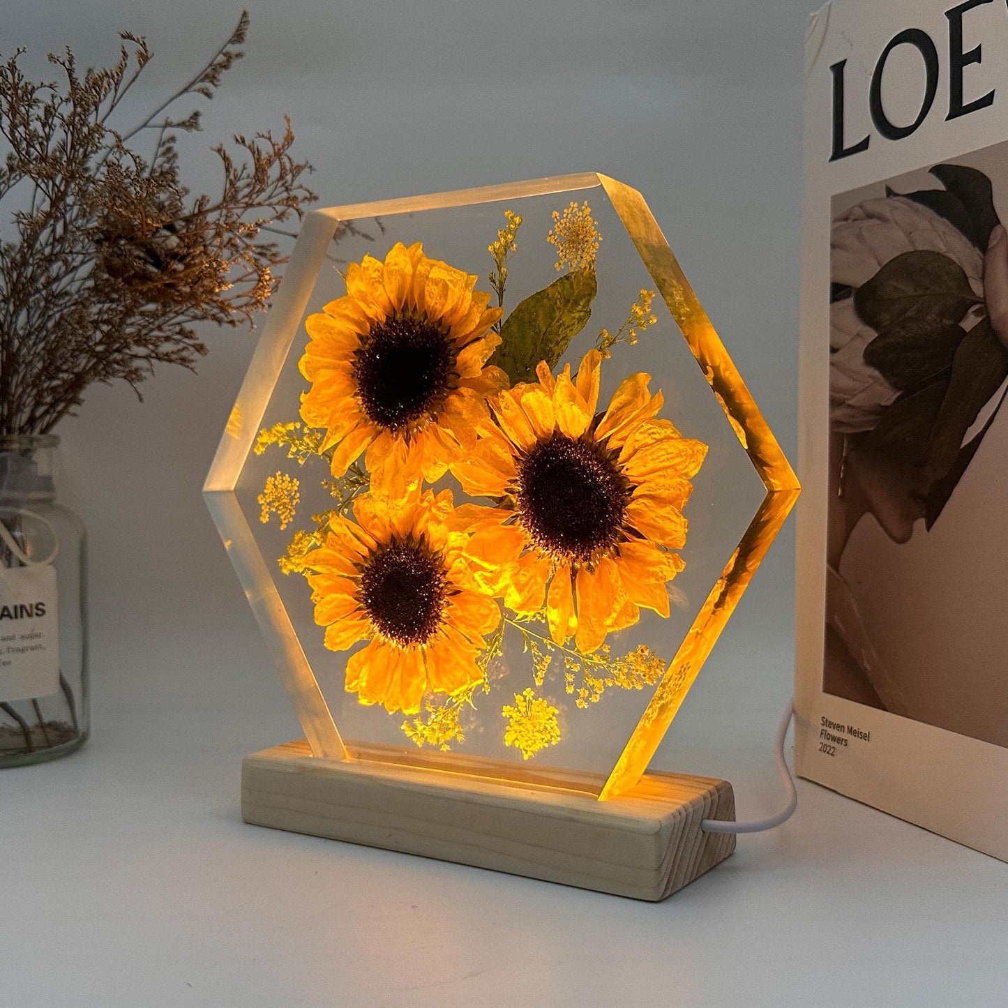 sunflowers resin night light