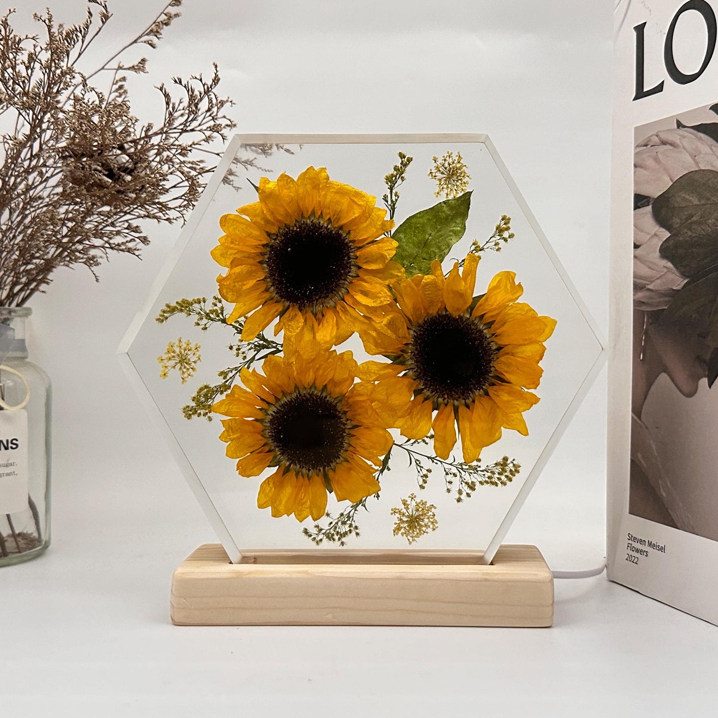 sunflowers resin night light