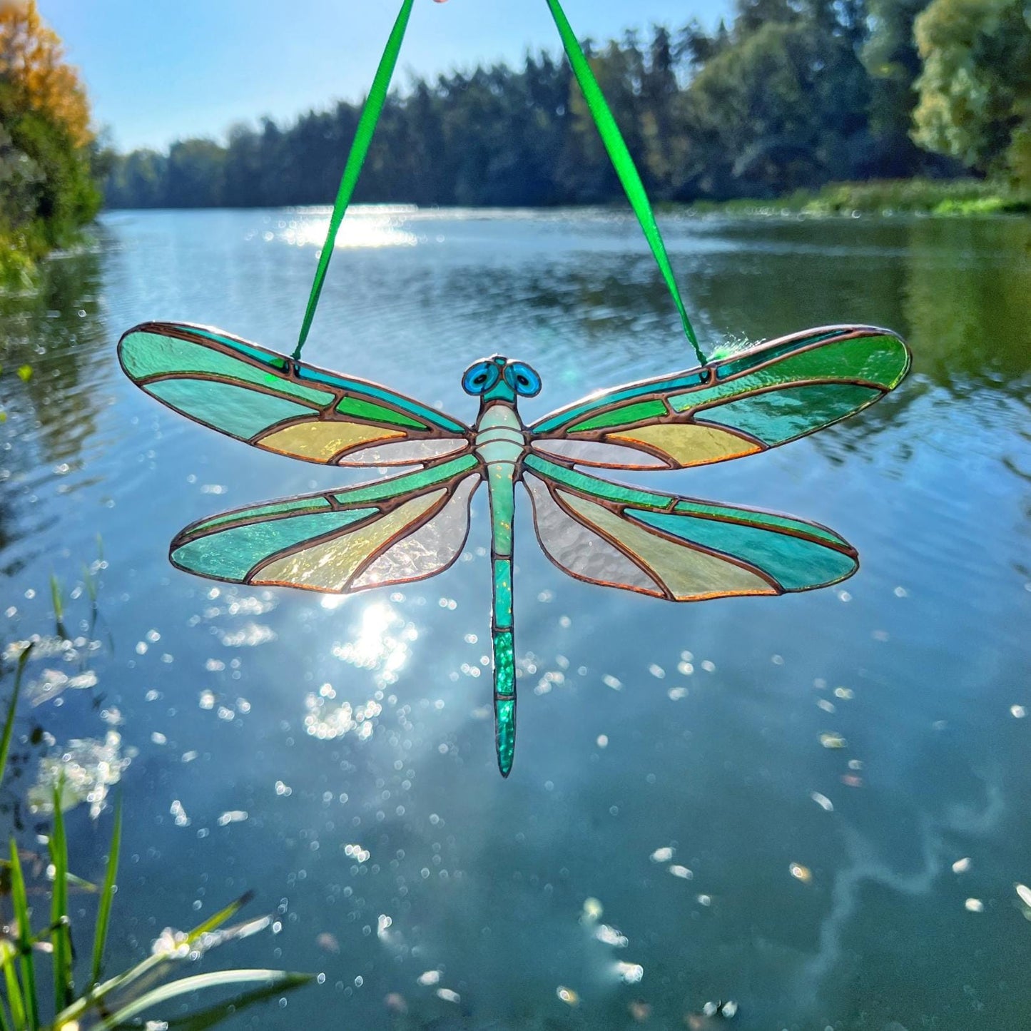 Dragonfly stained resin window hangings