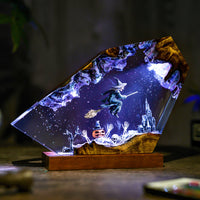 Handmade Halloween resin wood lamp