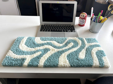 Wavy Blue White Keyboard Rug