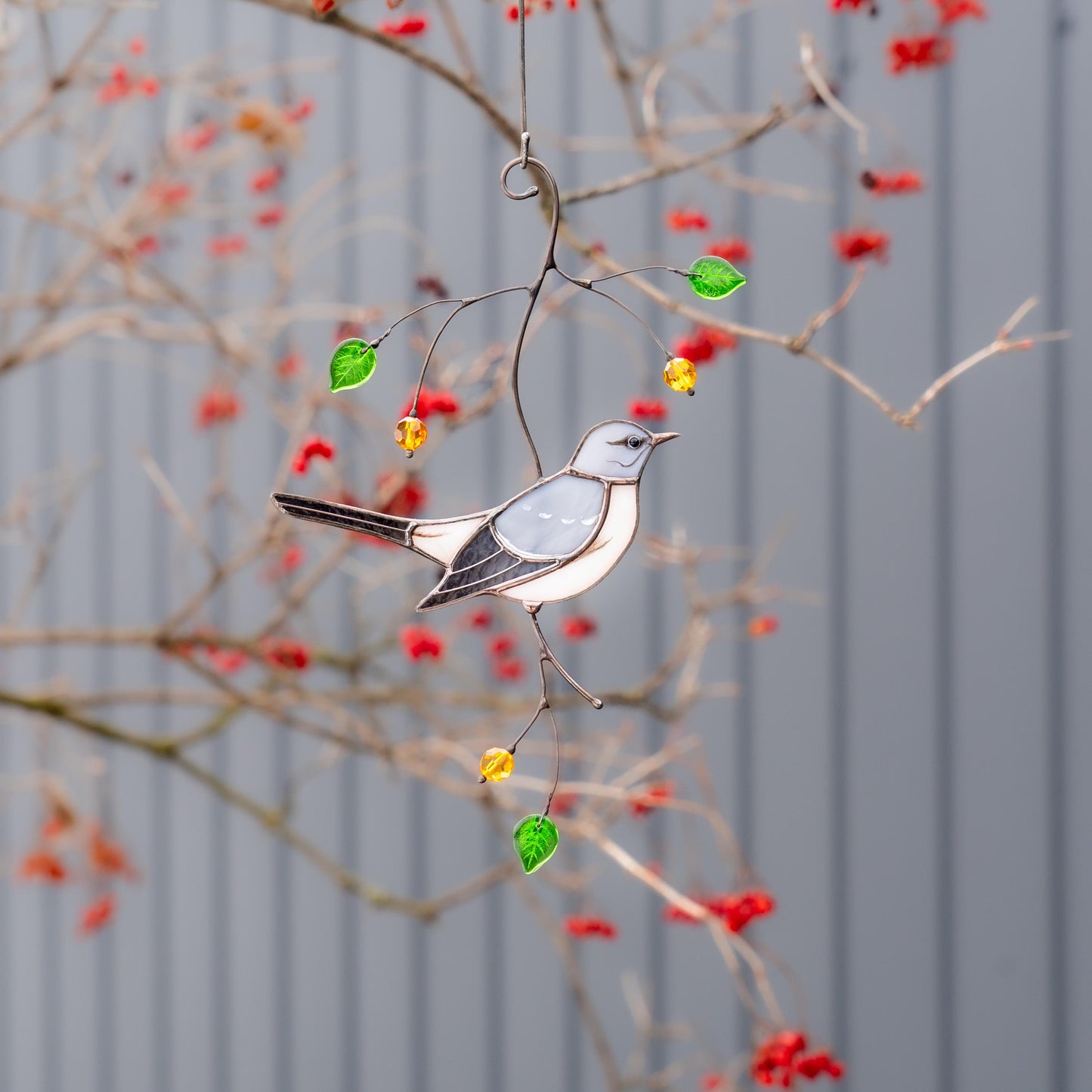 Mockingbird Modern stained glass window hangings