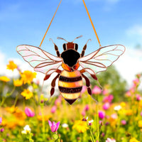 Honey bee stained resin window hangings