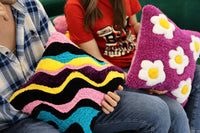 Punch Needle Tufted Wavy Squiggle Pillow