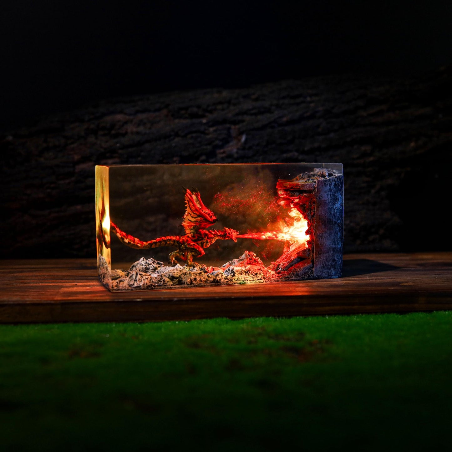 Fire Dragon Resin Lamp