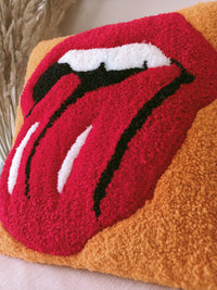 Red Sexy Lips Tongue Out Tufting Throw Pillow