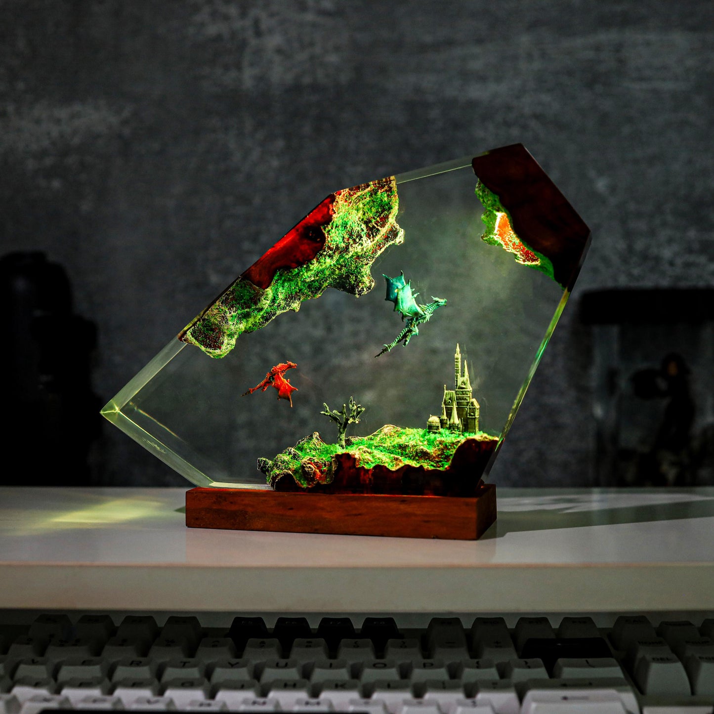 Fire and Ice Dragon resin lamp