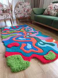 Irregular Multicolor Abstract 100% Hand Tufted Rug