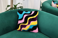 Punch Needle Tufted Wavy Squiggle Pillow