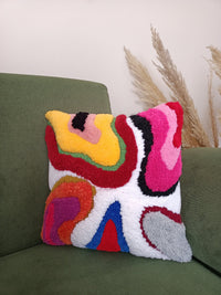 Abstract Rainbow Dripping Tufted Square Attached Sofa Handwoven Pillowcase