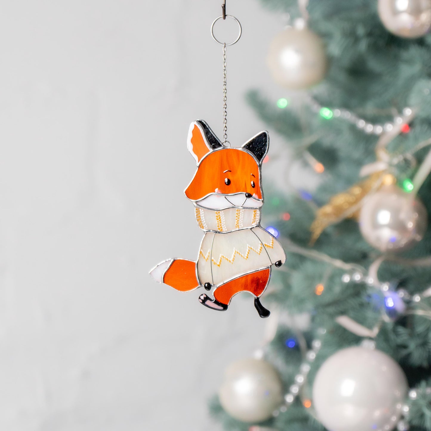 Fox stained glass window hangings