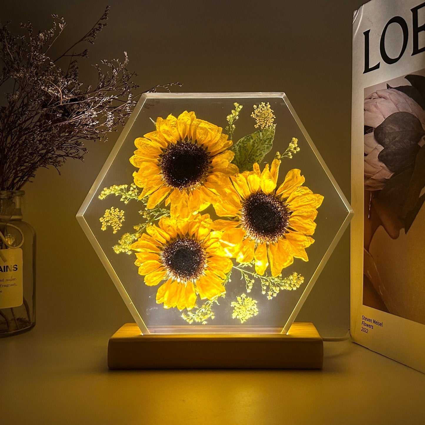 sunflowers resin night light