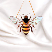 Honey bee stained resin window hangings