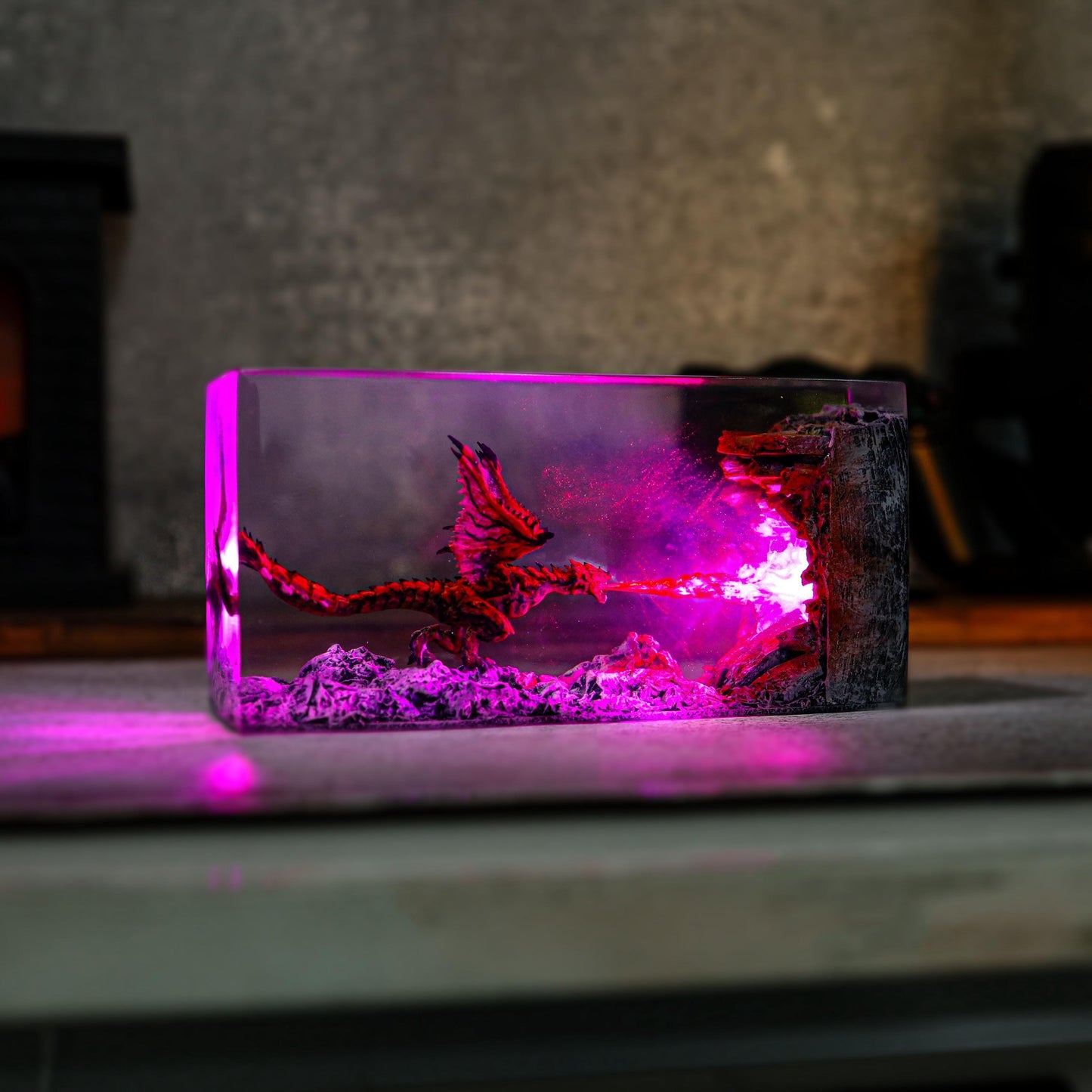 Fire Dragon Resin Lamp