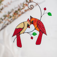 Custom Stained glass cardinal suncatcher