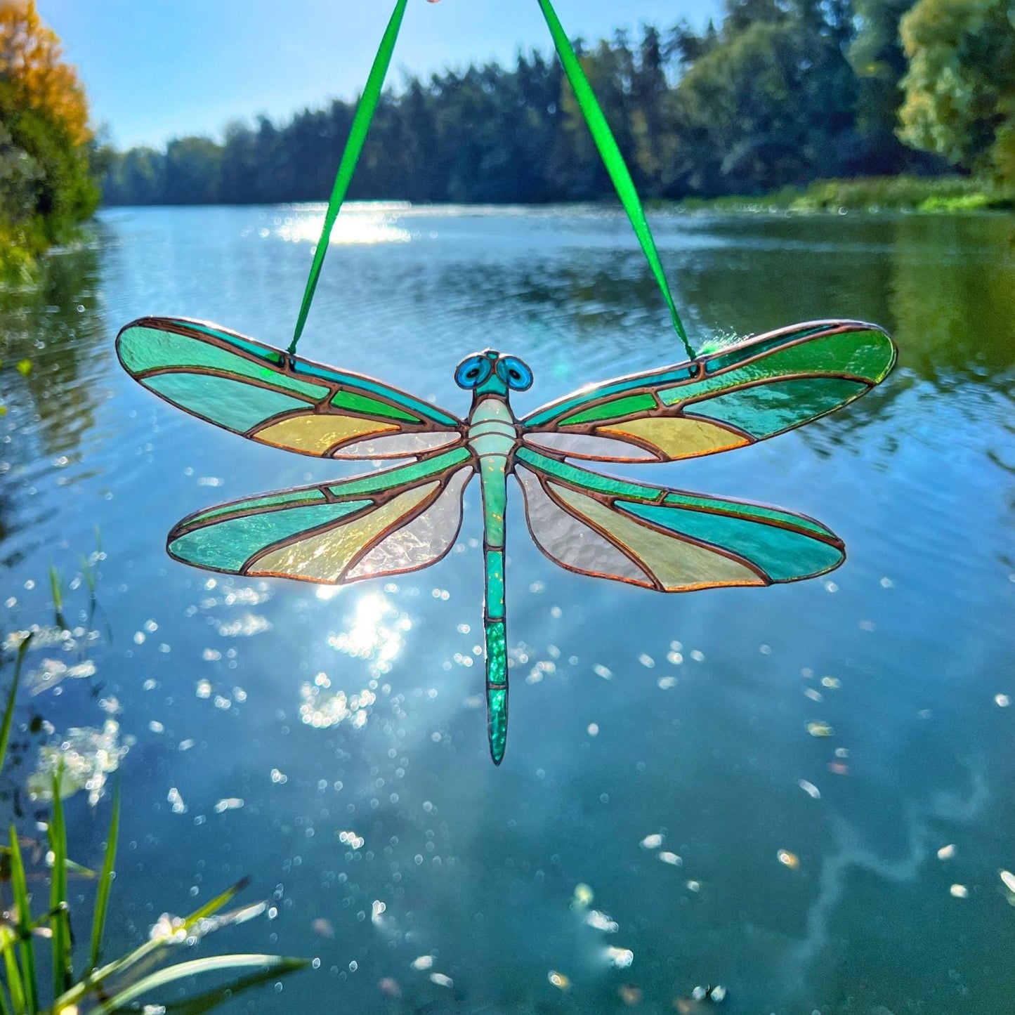 Dragonfly stained resin window hangings