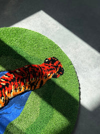 Tiger In The Pond Tufted Rug