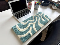 Wavy Blue White Keyboard Rug
