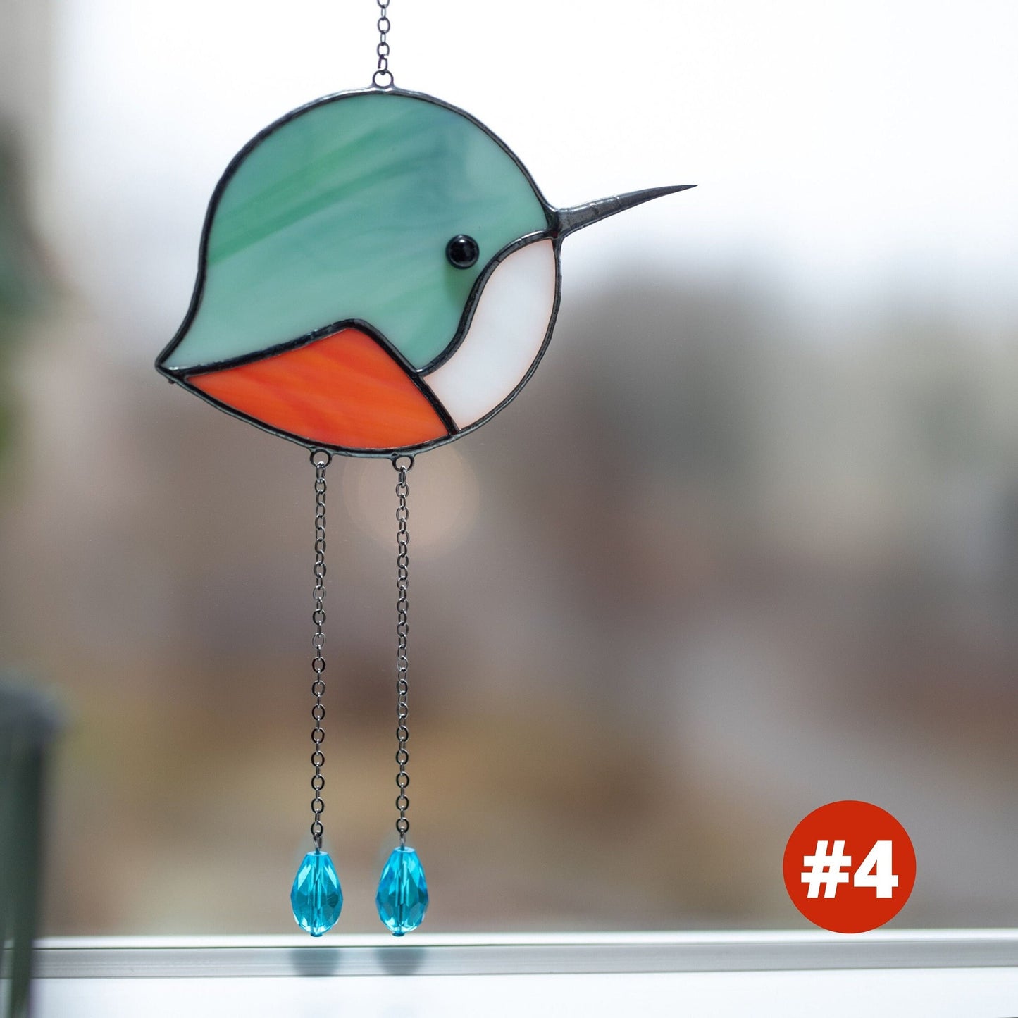 Stained glass art Hummingbird light catcher