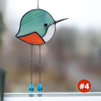 Stained glass art Hummingbird light catcher