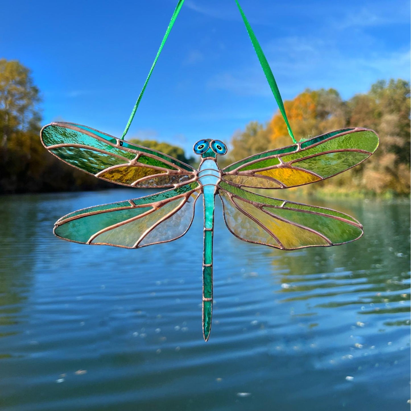 Dragonfly stained resin window hangings