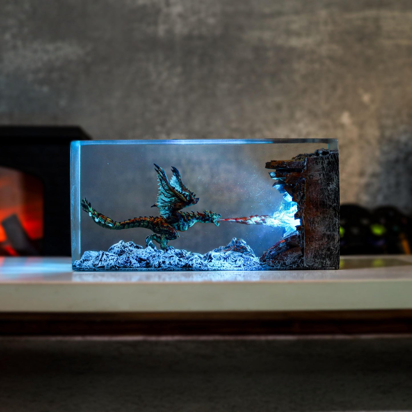 Fire Dragon Resin Lamp