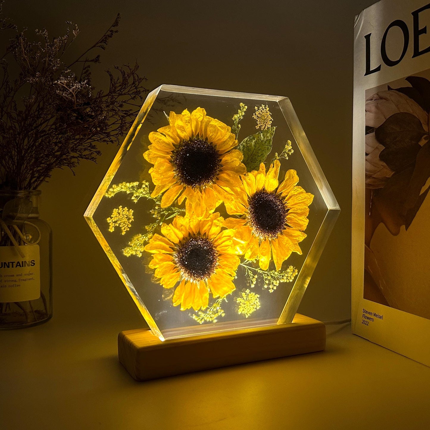 sunflowers resin night light