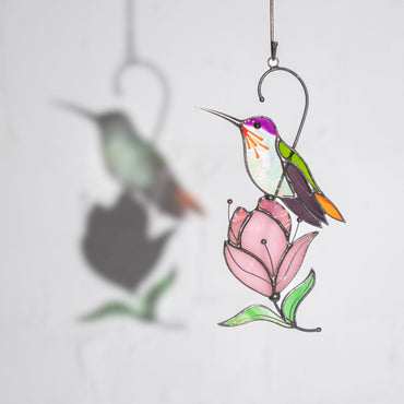 Flower stained glass window hangings