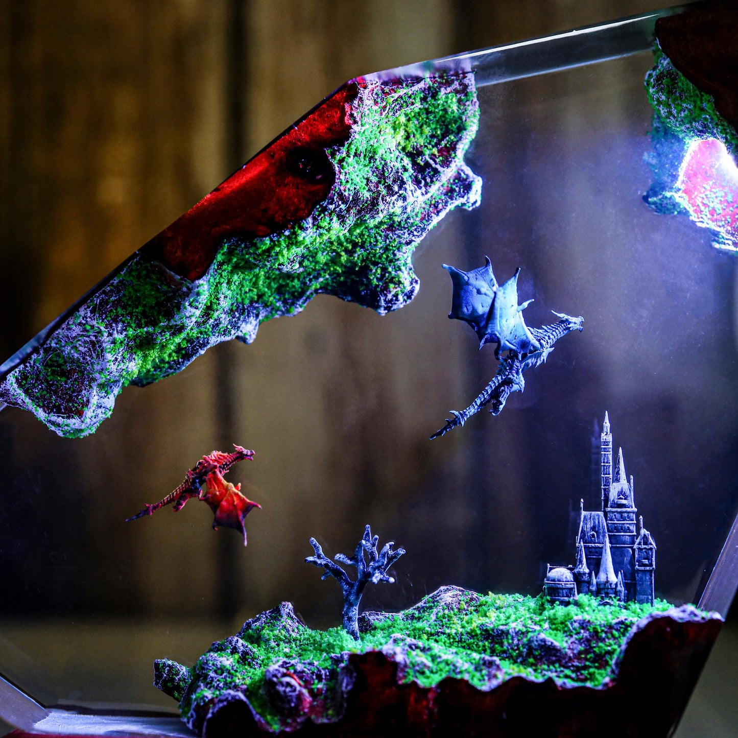 Fire and Ice Dragon resin lamp