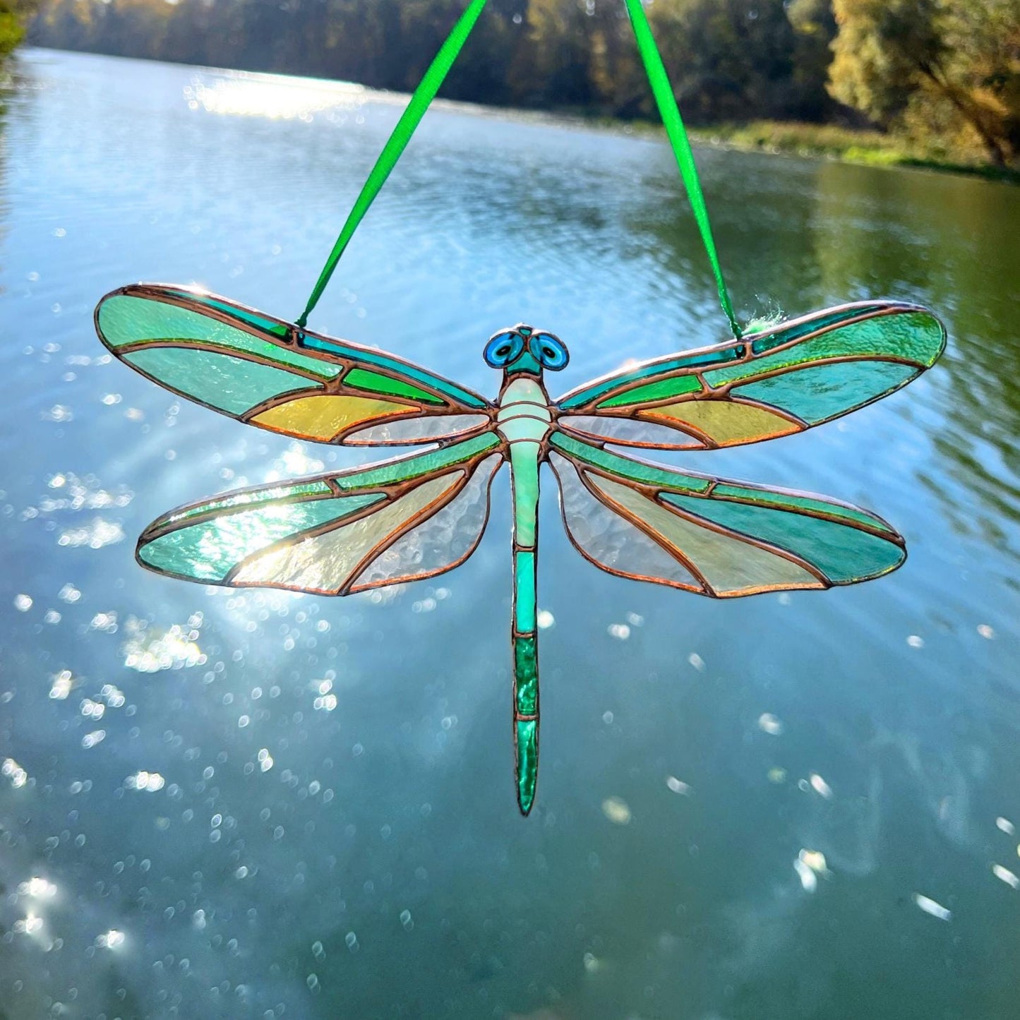 Dragonfly stained resin window hangings