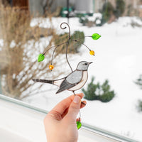 Mockingbird Modern stained glass window hangings