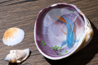 Epoxy resin painting blue koi int a strong shell, resin handcraft
