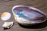 Epoxy resin painting blue koi int a strong shell, resin handcraft