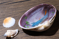 Epoxy resin painting blue koi int a strong shell, resin handcraft