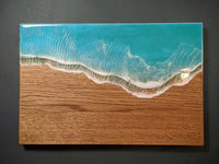 Personalized Wedding Family gift box Large Oak Wooden Ocean Resin Cheese Board Set