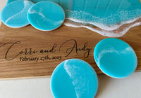 Personalized Wedding Family gift box Large Oak Wooden Ocean Resin Cheese Board Set