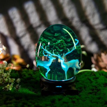 Deer and Landscape Resin Egg Lamp