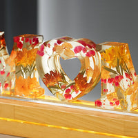 Mom Letter Night Light, Custom Real flower Epoxy Resin Decor bedside Lamp