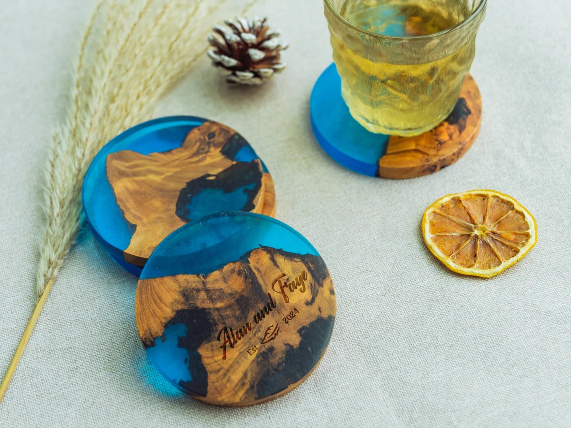 Custom Epoxy Resin Burl Wood Coasters