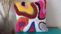 Abstract Rainbow Dripping Tufted Square Attached Sofa Handwoven Pillowcase