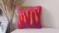 Colorful Abstract Hand Tufted Solid Pillow with Insert and Linen Back