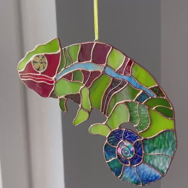 Chameleon stained resin window hangings