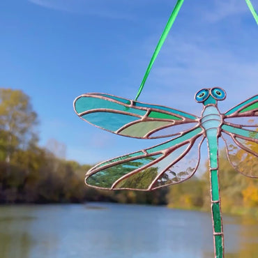 Dragonfly stained resin window hangings