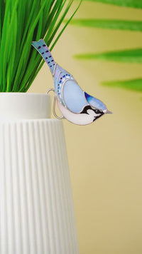 Stained glass Blue Jay Bird Suncatcher