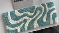 Wavy Blue White Keyboard Rug